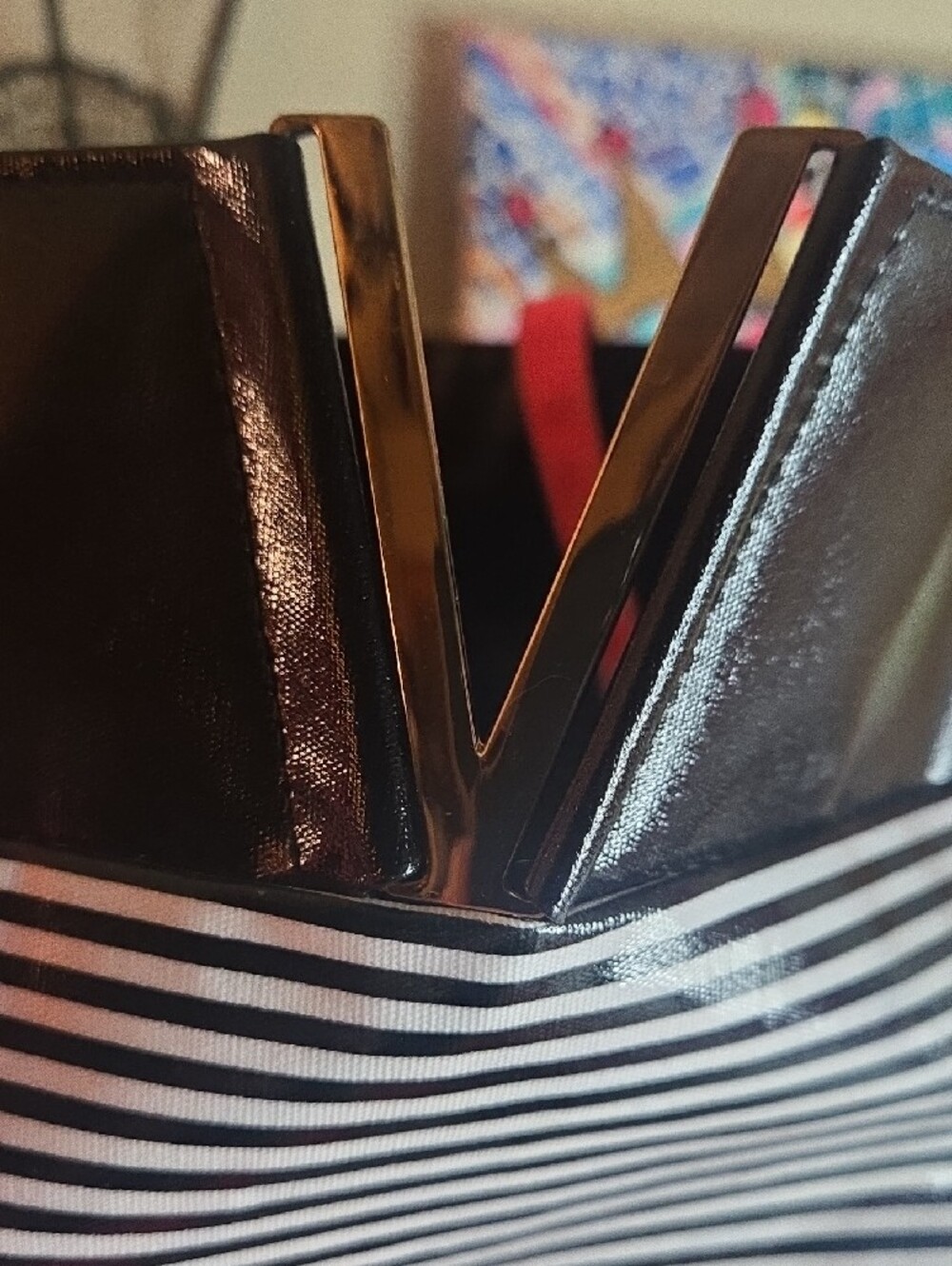 Victoria's Secret Black and White Striped Tote with Pink Handles - Picture 2 of 10